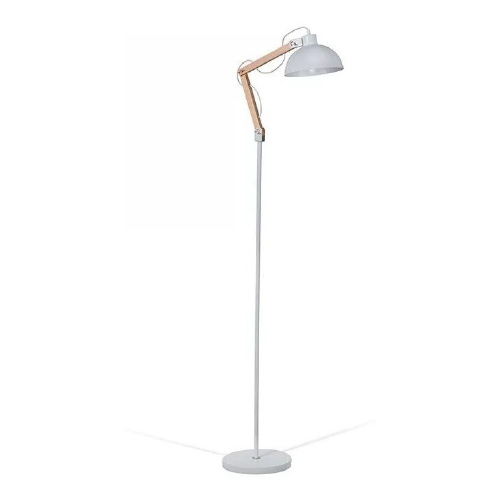 Lampara de pie mader y chapa blanca E27